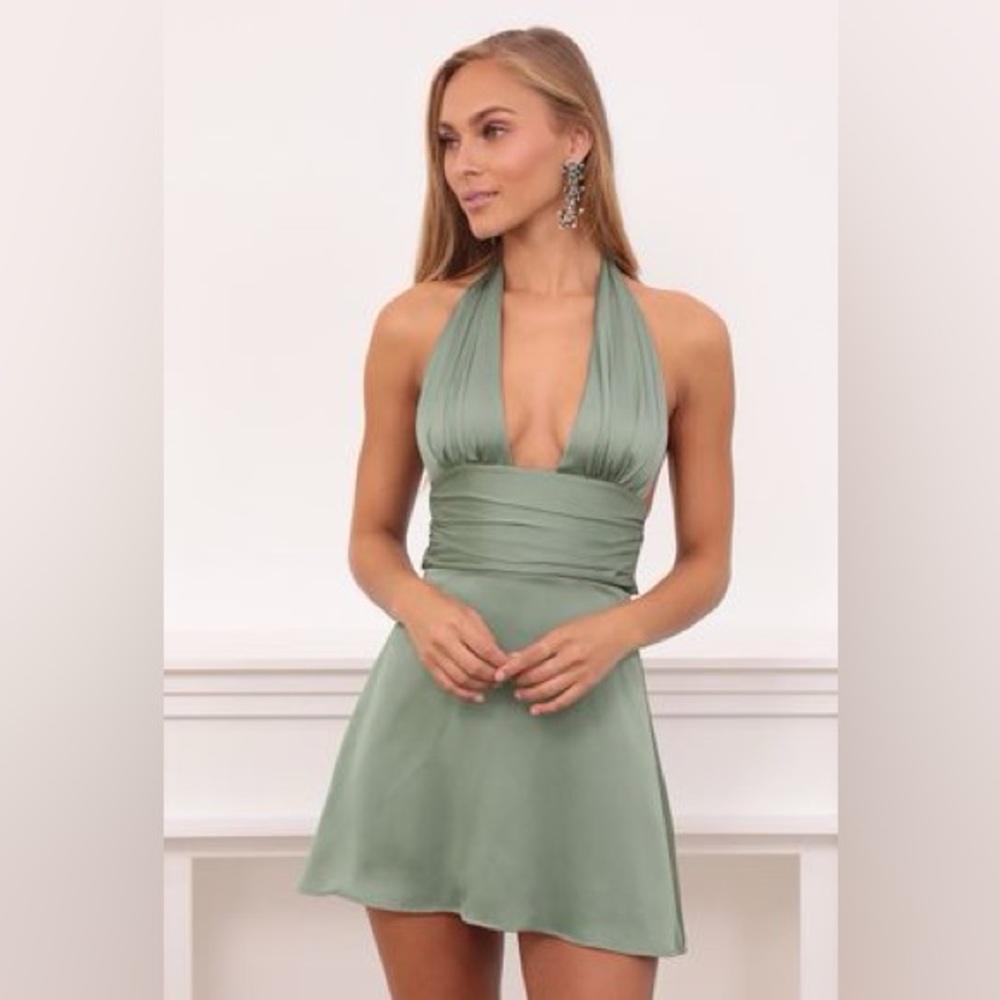 Lucy in the Sky Satin Halter A-Line Dress